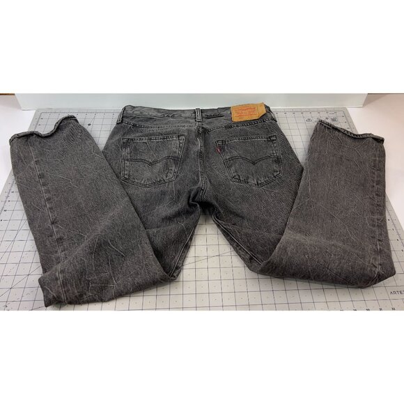 Levi's 501 Button Fly Jeans Black Denim  Acid Wash 33x32 (34x31 measured) Men's - Picture 11 of 15